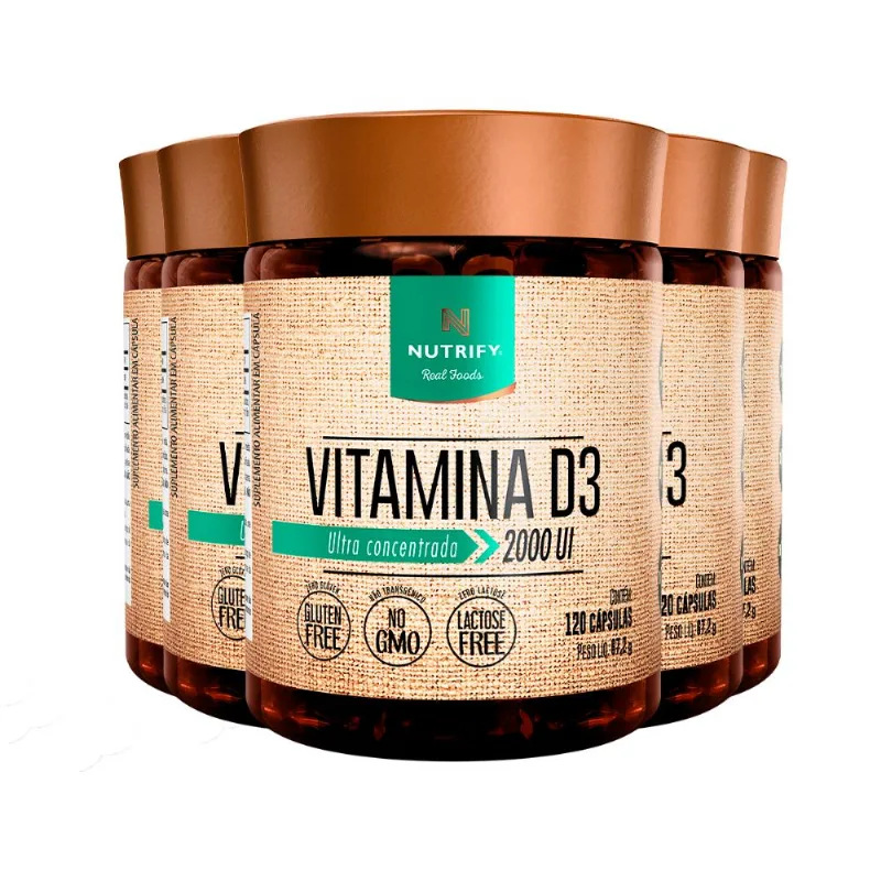 Kit 5 Vitamina D3 2000 UI Nutrify 120 Cápsulas