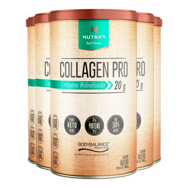 Kit 5 Collagen Pro Colágeno Hidrolisado Neutro Nutrify 450g - NUTRIFY - Colágeno