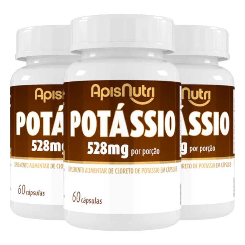 Kit 3 Suplemento Mineral de Potássio Apisnutri 60 Cápsulas