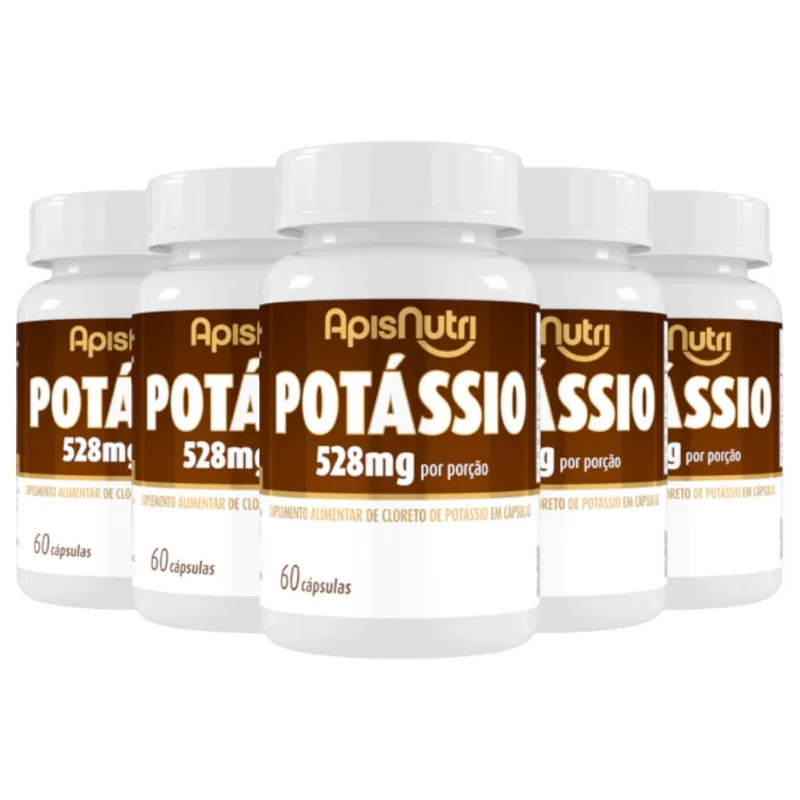 Kit 5 Suplemento Mineral de Potássio Apisnutri 60 Cápsulas