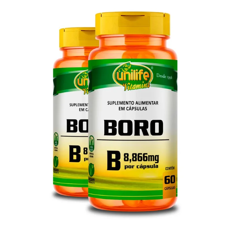 Kit 2 Boro B Unilife 60 Cápsulas 500mg Vegano