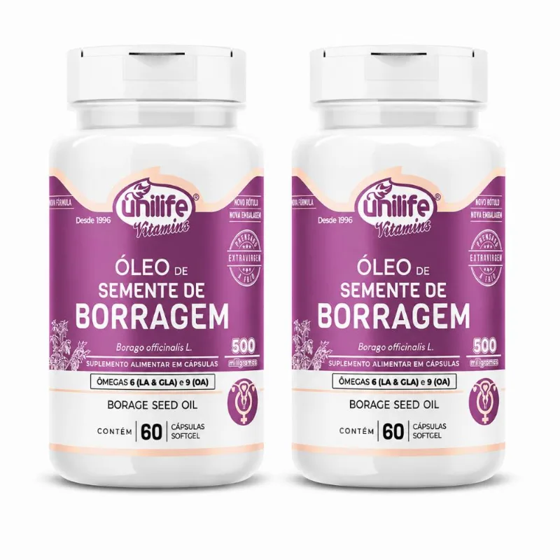 Kit 2 Óleo de Borragem Unilife 60 Cápsulas