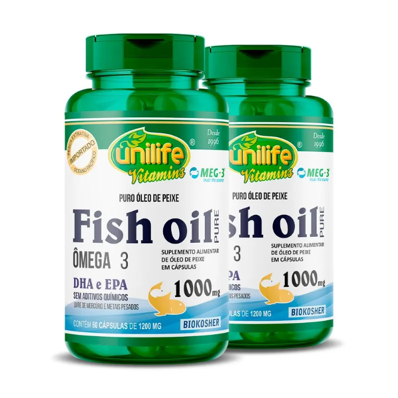 Kit 2 Óleo de Peixe Fish Oil Unilife 60 capsulas 1000mg