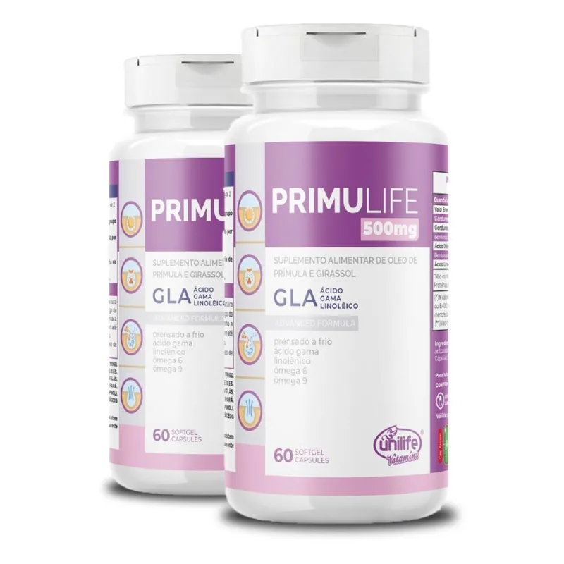 Kit 2 Óleo de Prímula Primulife Unilife 60 Cápsulas