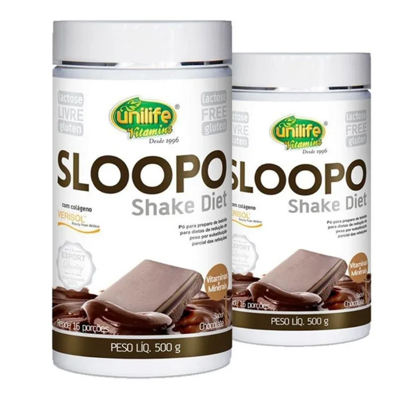 Kit 2 Sloopo Shake Diet Colágeno Unilife Chocolate