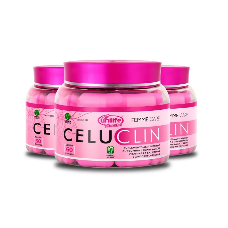 Kit 3 Celuclin Femme Care Vegano Unilife 60 Cápsulas 430mg