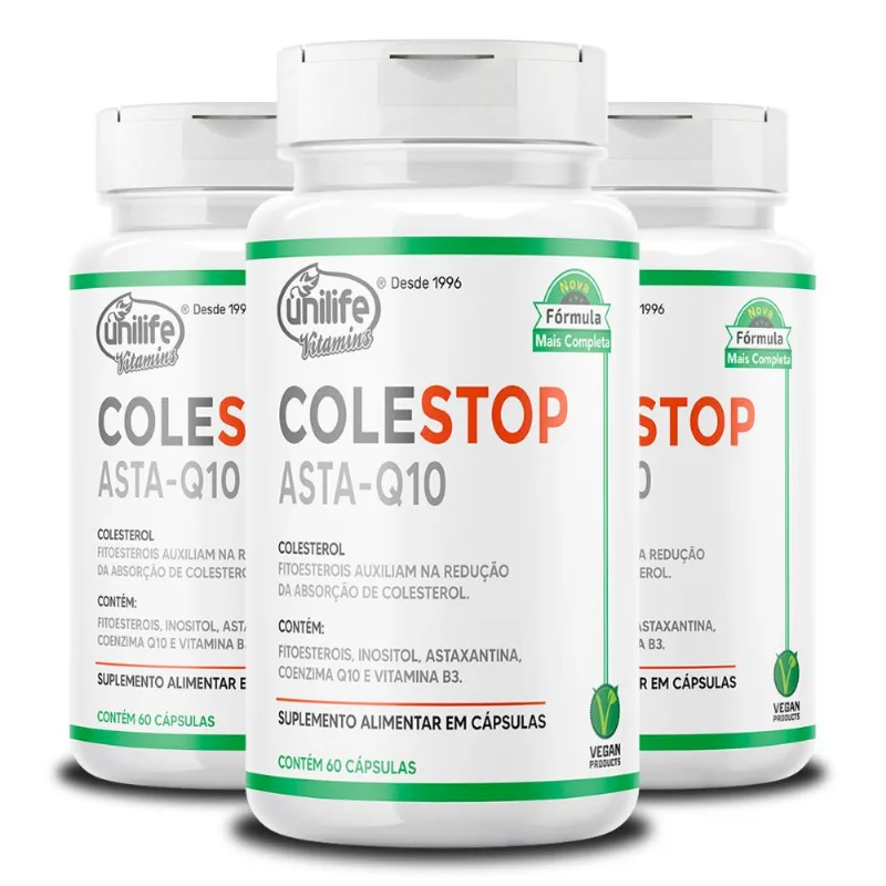 Kit 3 Colestop Asta Q10 Unilife 60 cápsulas