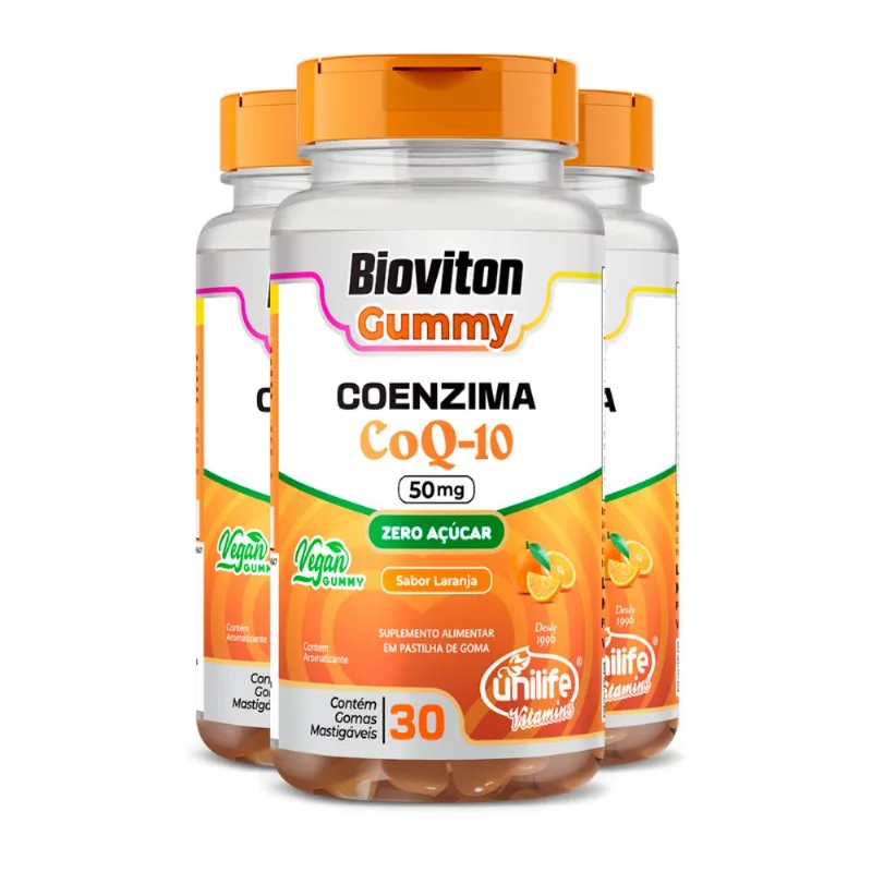 Kit 3 Gummy Coenzima Q10 Unilife 30 gomas Laranja