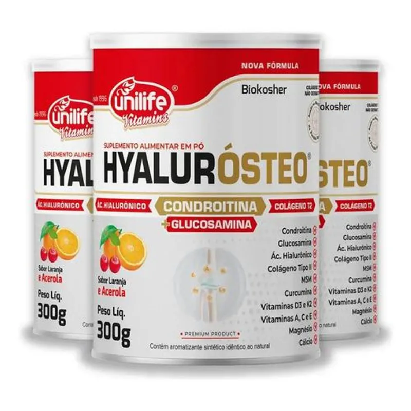 Kit 3 Hyalurosteo Condroitina Unilife 300g