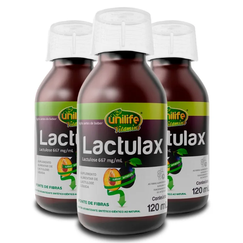 Kit 3 Lactulax Unilife Sabor Ameixa 120ml