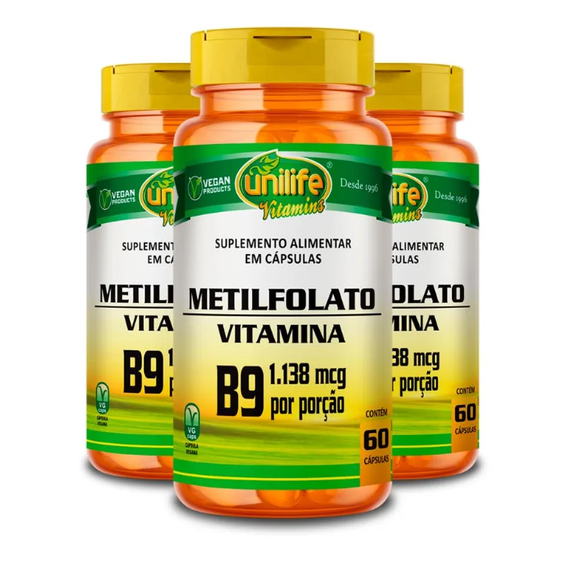 Kit 3 Metilfolato Unilife 60 Cápsulas 350mg