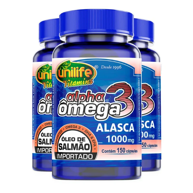 Kit 3 Ômega 3 Alpha Salmão Unilife 150 Cápsulas