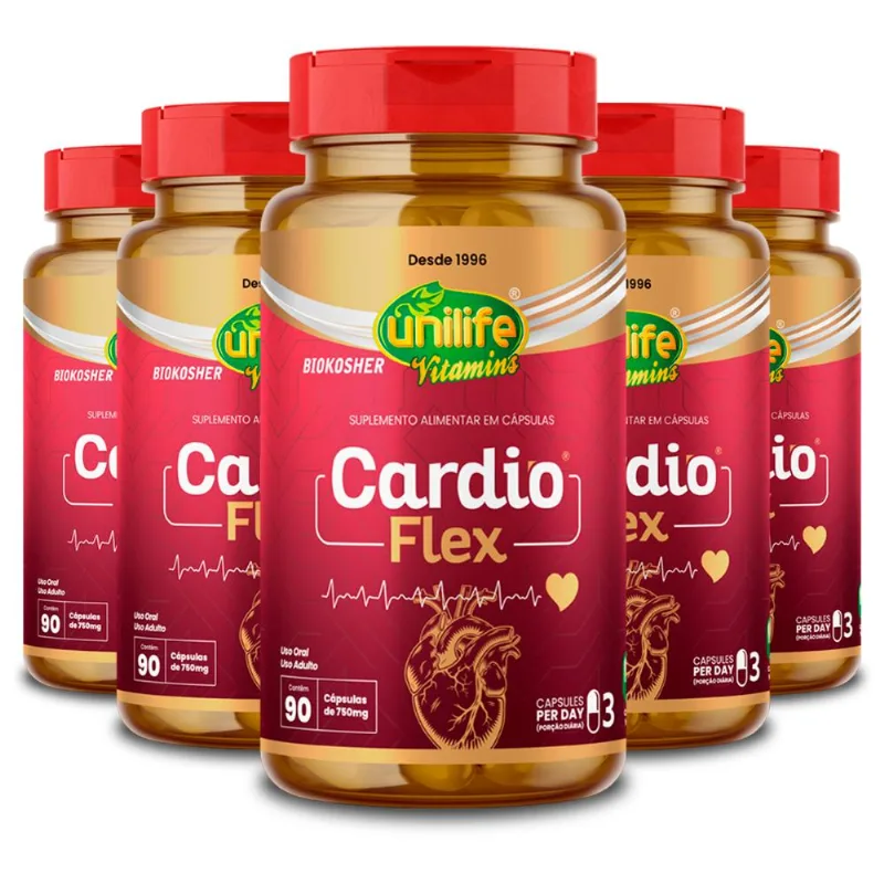Kit 5 Cardio Flex Unilife 90 Cápsulas 750mg