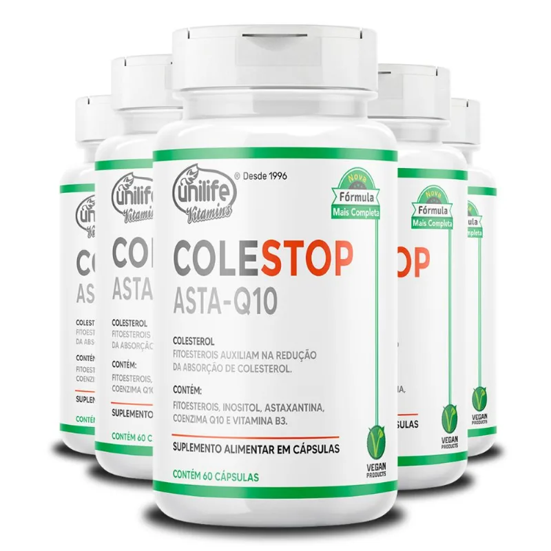 Kit 5 Colestop Asta Q10 Unilife 60 cápsulas