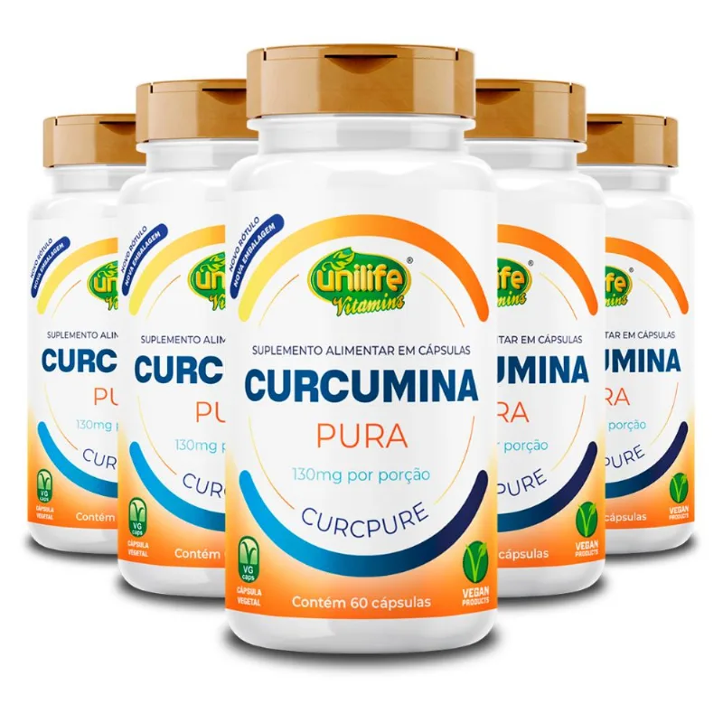 Kit 5 Curcumina Pura Unilife 60 cápsulas