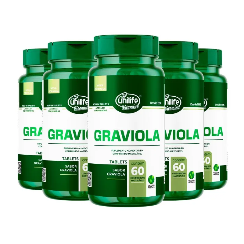 Kit 5 Graviola Unilife 60 comprimidos 1000mg