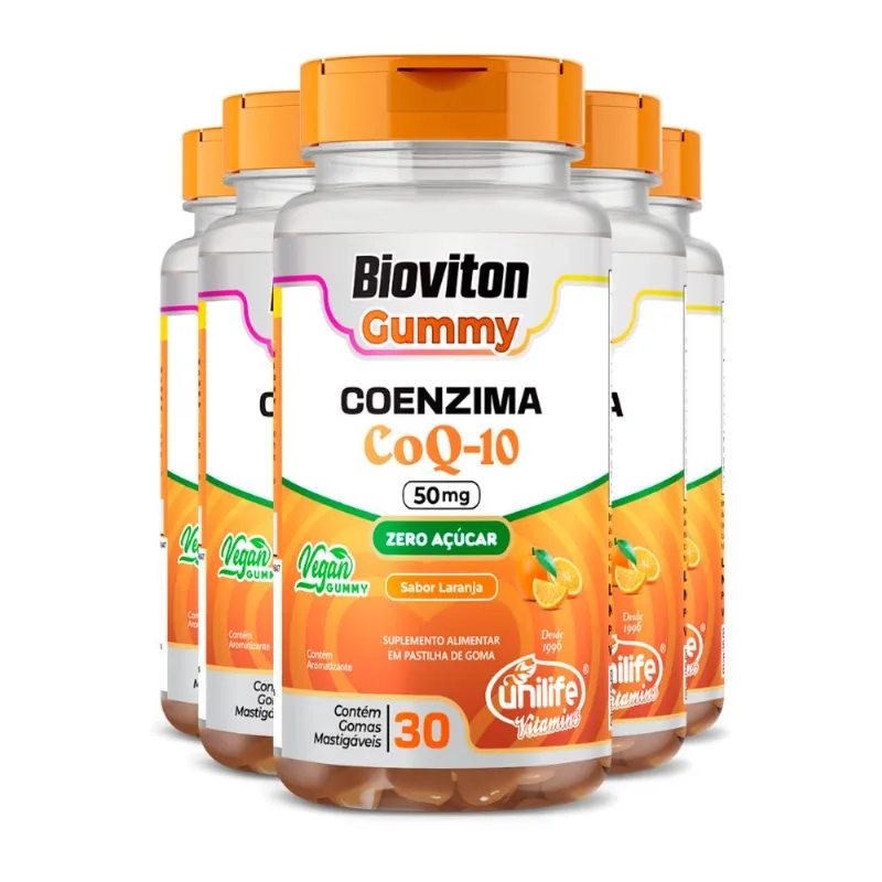 Kit 5 Gummy Coenzima Q10 Unilife 30 gomas Laranja
