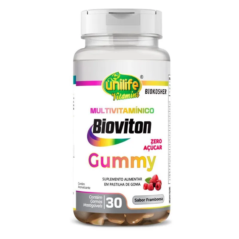 Kit 5 Gummy Multivitamínico Sabor Framboesa Unilife 30 Gomas