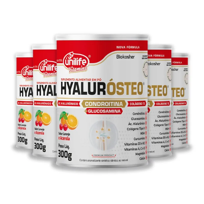 Kit 5 Hyalurosteo Condroitina Unilife 300g