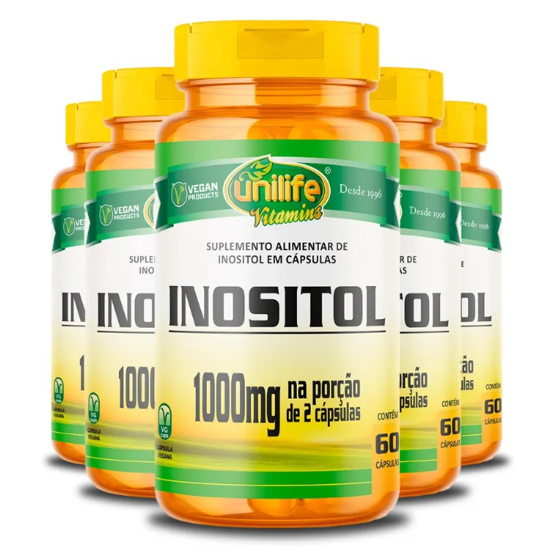 Kit 5 Inositol Unilife 60 cápsulas
