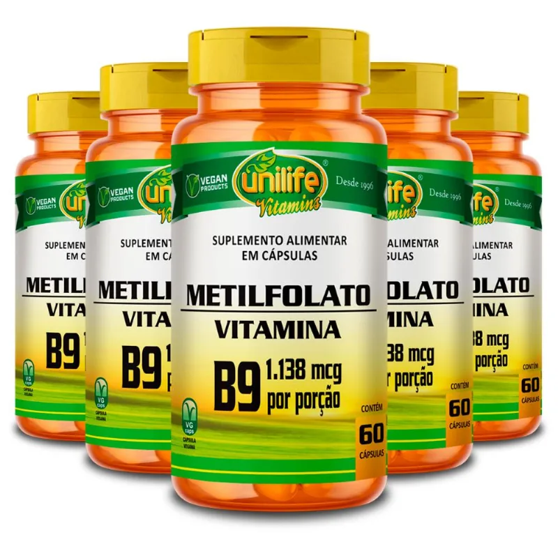 Kit 5 Metilfolato Unilife 60 Cápsulas 350mg