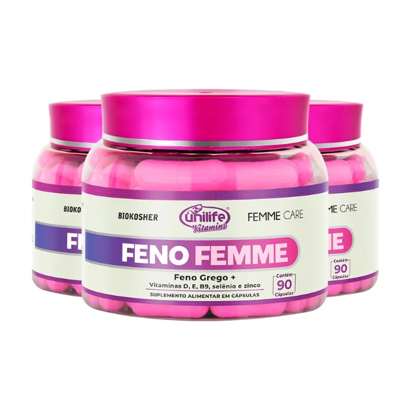Kit 3 Feno Femme 90 Cápsulas Unilife