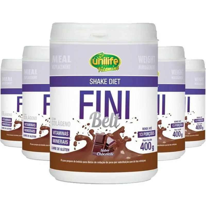 Kit 5 Shake Diet Colágeno Fini Belt Unilife 400g