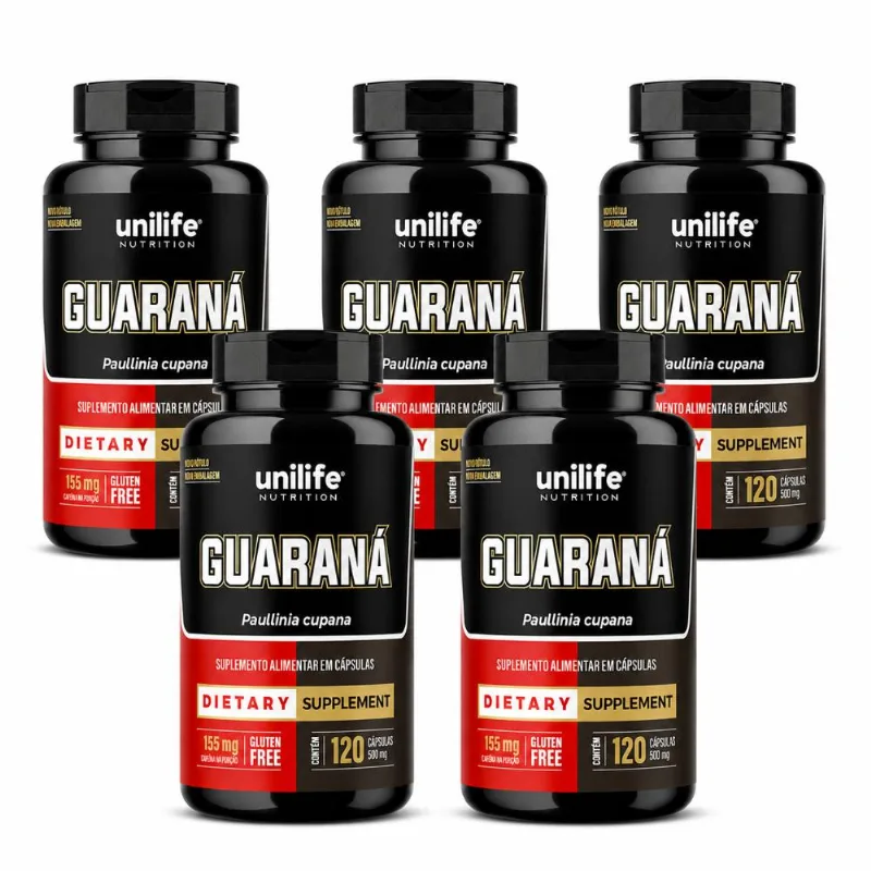 Kit 5 Guaraná Unilife 120 Cápsulas