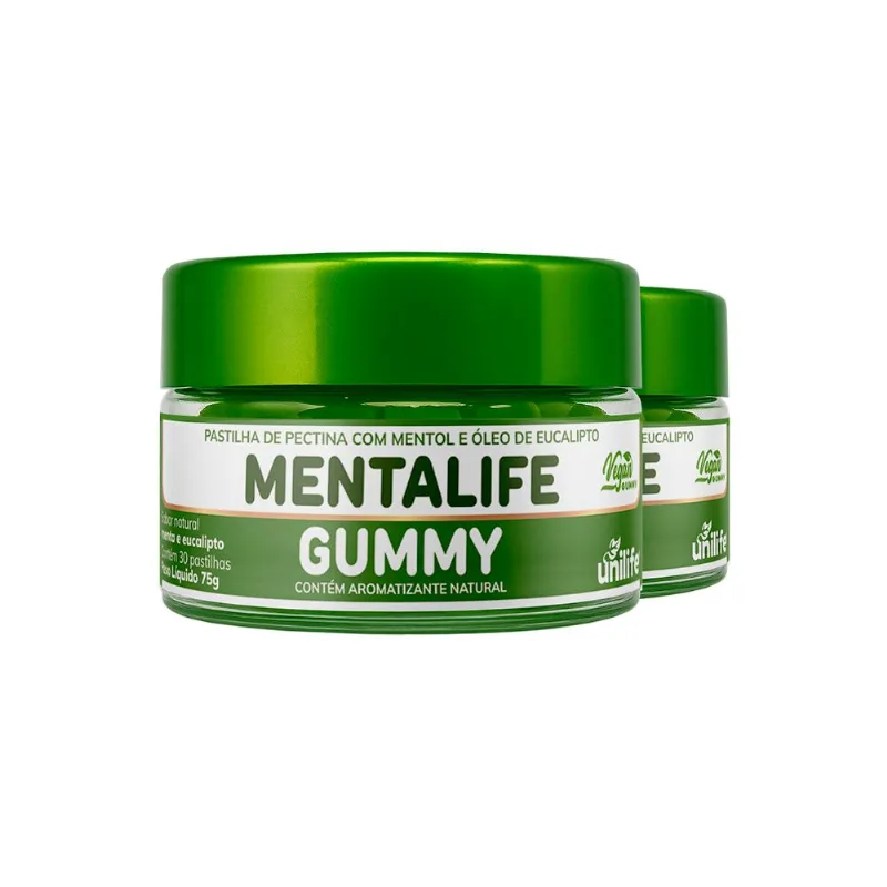 Kit 2 Mentalife Gummy Unilfe Menta e Eucalipto 30 gomas
