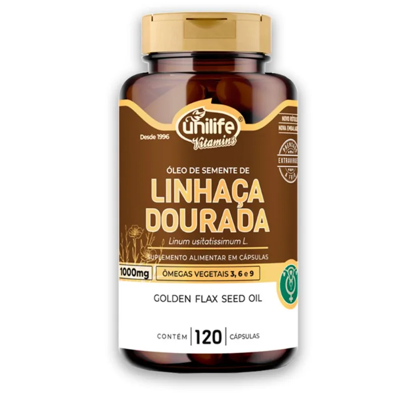 Óleo Linhaça Dourada Unilife 1000mg 120 Cápsulas