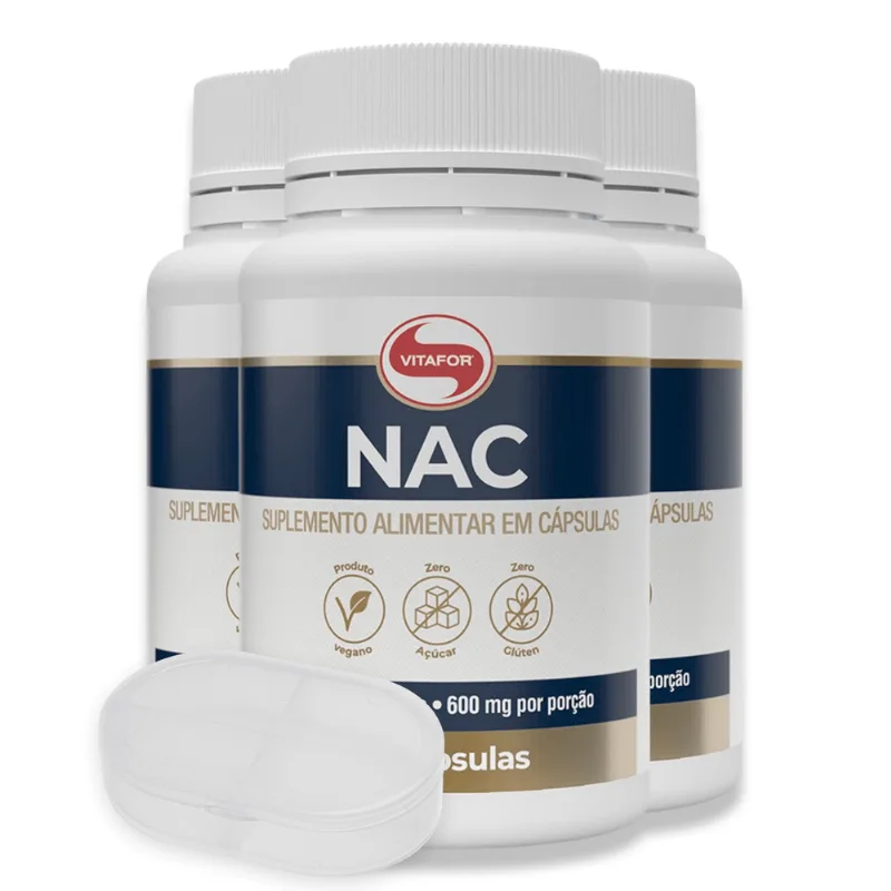 Kit 3 NAC N-Acetil L-Cisteína Vitafor 600mg 60 Cápsulas