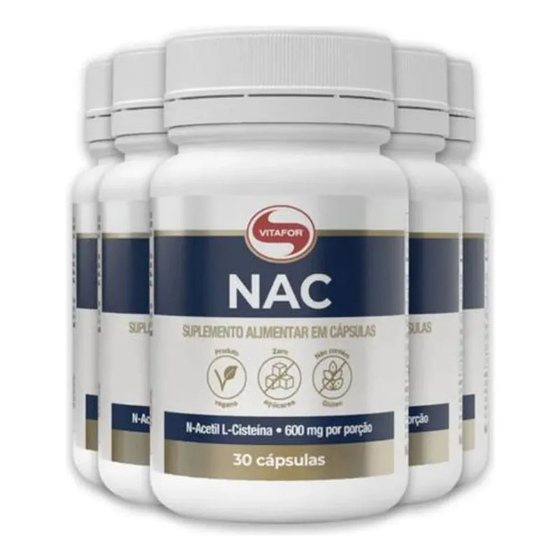 Kit 5 NAC N-Acetil L-Cisteína Vitafor 600mg 30 Cápsulas