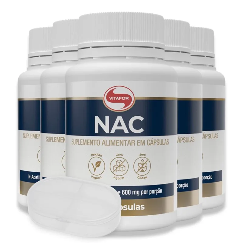 Kit 5 NAC N-Acetil L-Cisteína Vitafor 600mg 60 Cápsulas