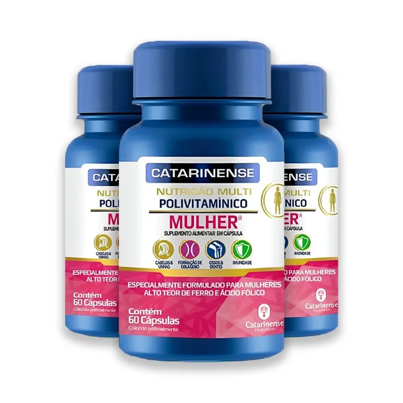 Kit 3 Multipolivitamínico Mulher Catarinense 60 Cápsulas