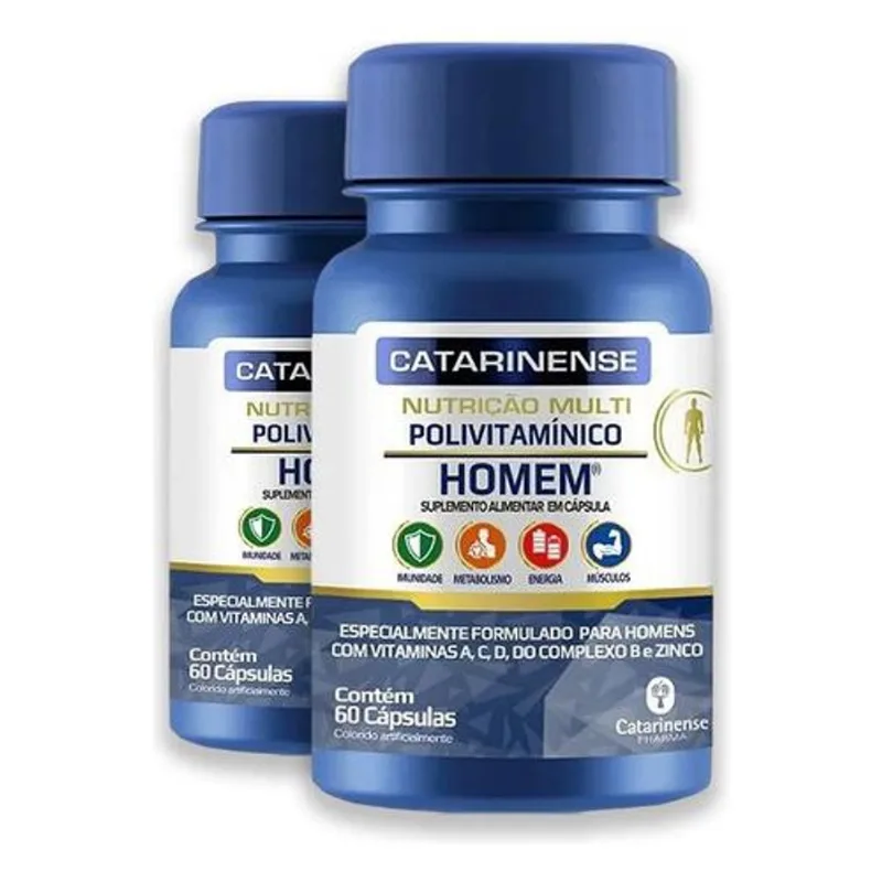 Kit 2 Multipolivitamínico Homem Catarinense 60 Cápsulas