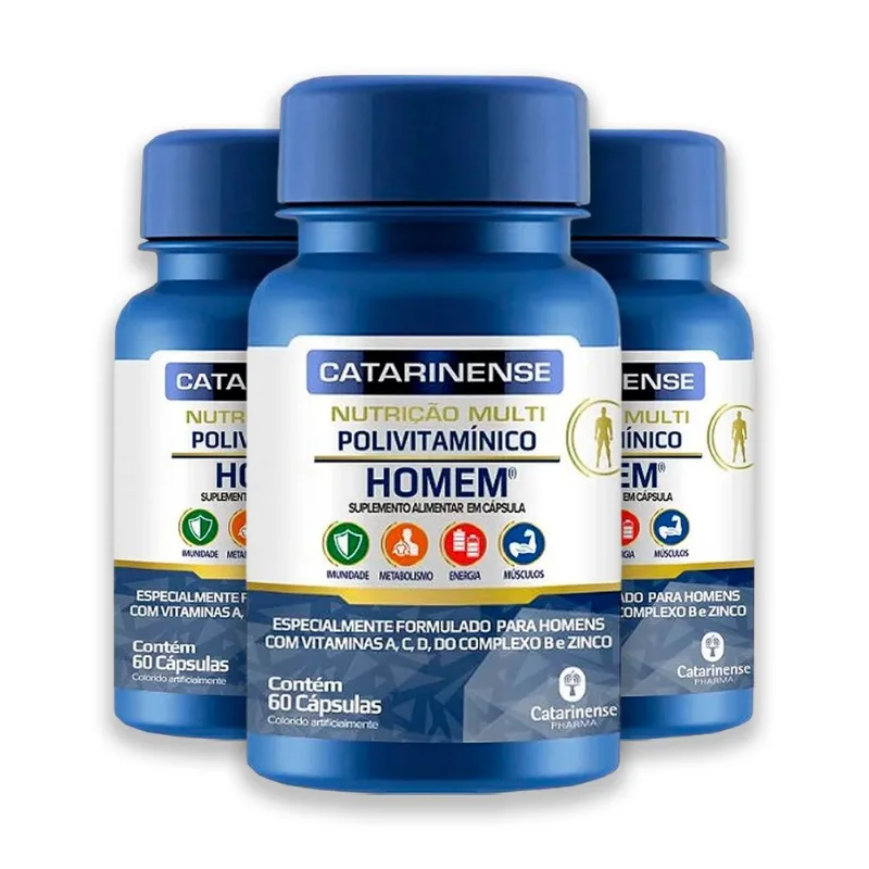 Kit 3 Multipolivitamínico Homem Catarinense 60 Cápsulas
