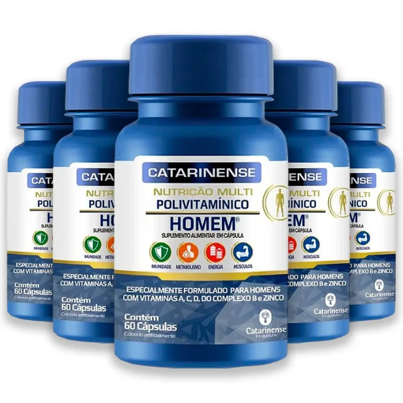 Kit 5 Multipolivitamínico Homem Catarinense 60 Cápsulas