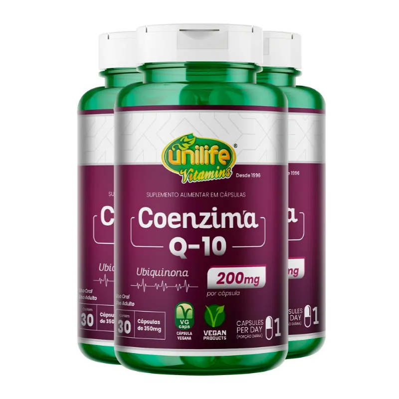 Kit 3 Coenzima Q10 Super Concentrada Unilife 30 Cápsulas