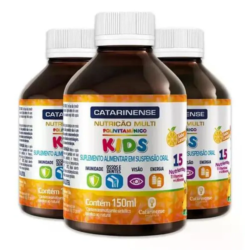 Kit 3 Polivitamínico Kids Catarinense Laranja 150ml