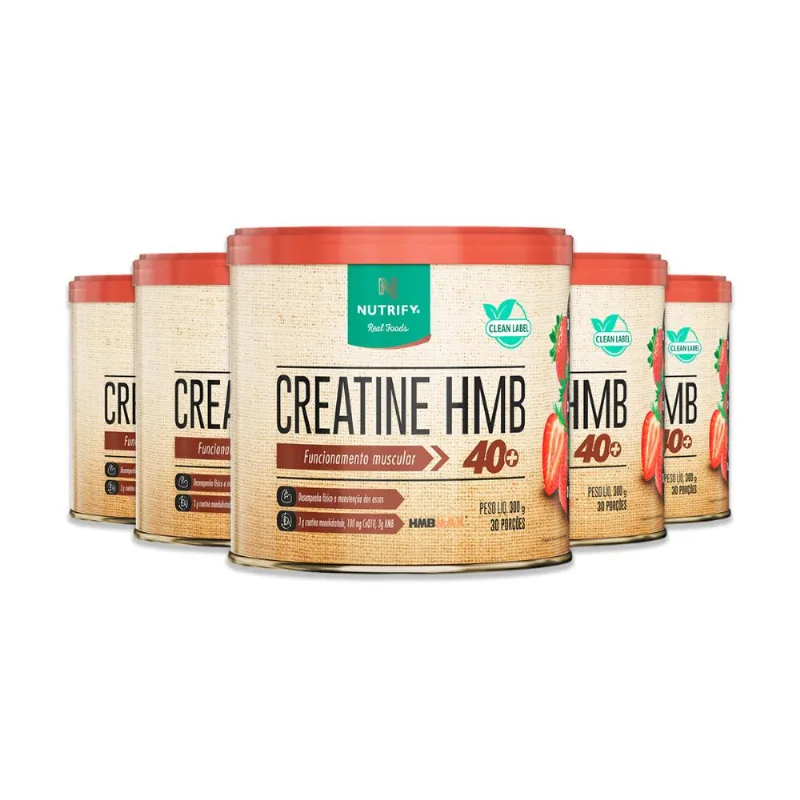 Kit 5 Creatine HMB Nutrify Morango 300g