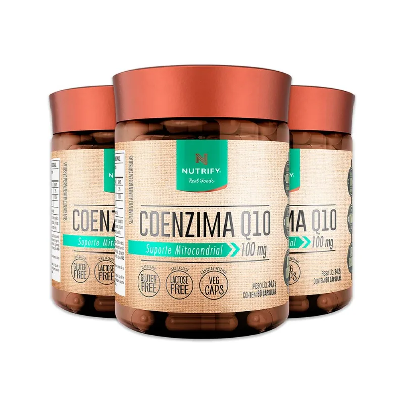 Kit 3 Coenzima Q10 + Vit. E Nutrify 60 Cápsulas