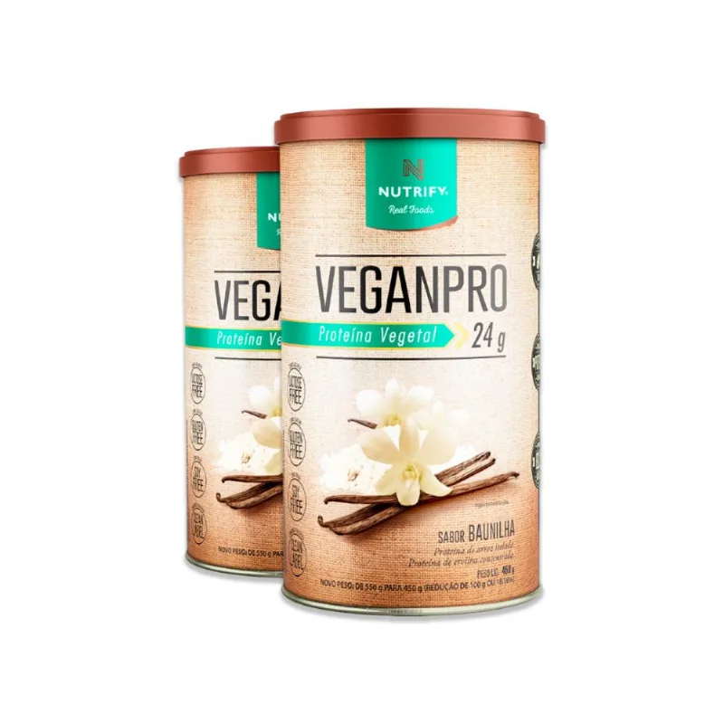 Kit 2 VeganPro Baunilha Proteína Vegetal 24g Nutrify 450g