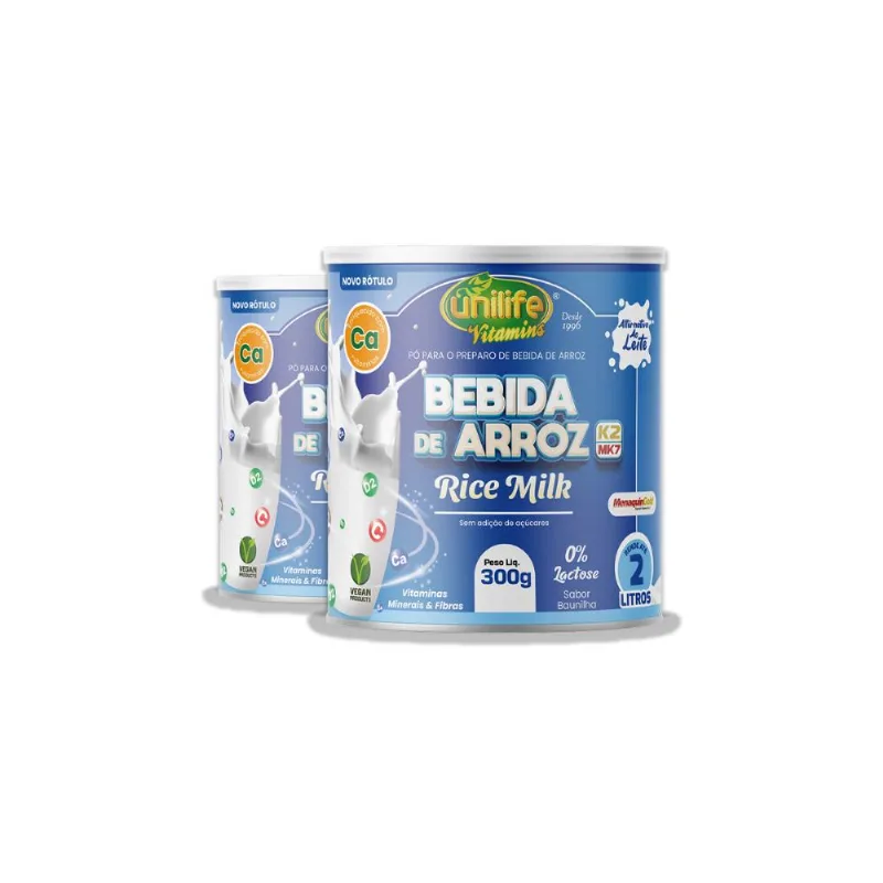 Kit 2 Bebida de Arroz Sabor Baunilha Unilife 300g