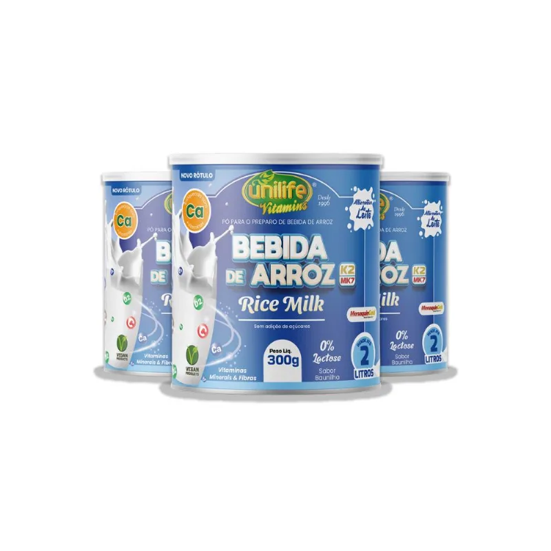 Kit 3 Bebida de Arroz Sabor Baunilha Unilife 300g