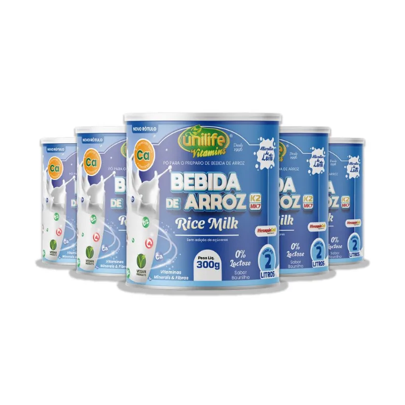 Kit 5 Bebida de Arroz Sabor Baunilha Unilife 300g
