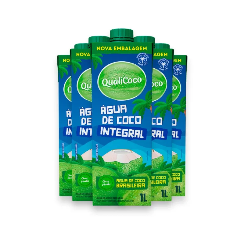 Kit 5 Água de coco Qualicoco Integral 1 Litro