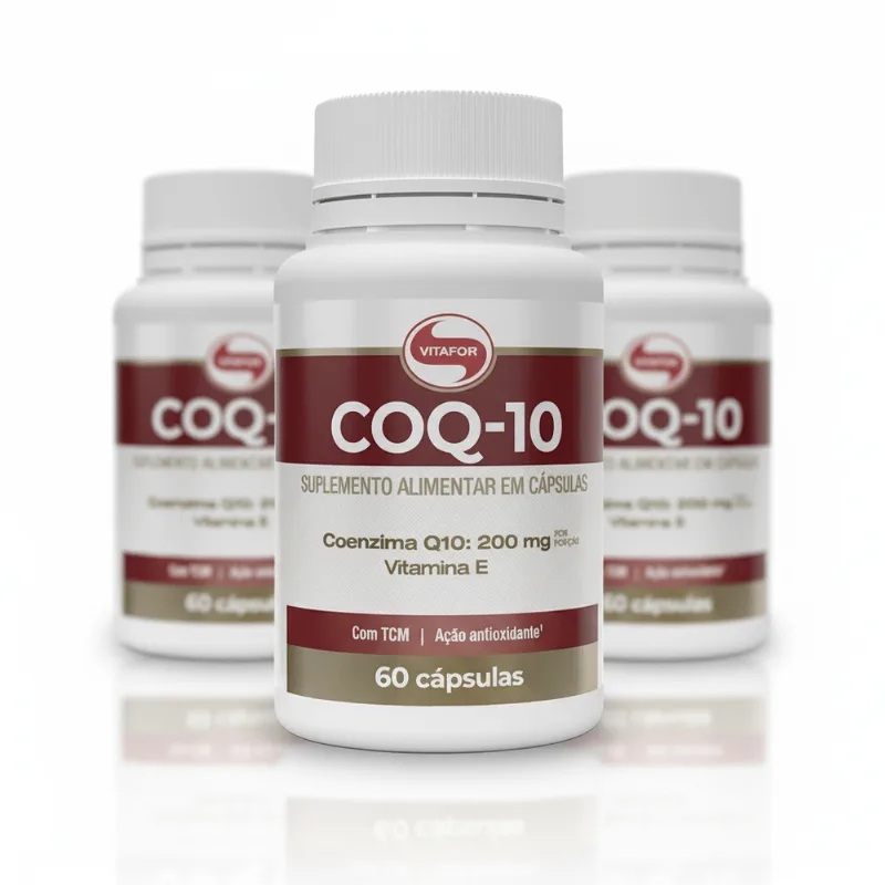 KIT 3 COQ-10 Coenzima Q10 200mg (Vitamina E) Vitafor 60Caps