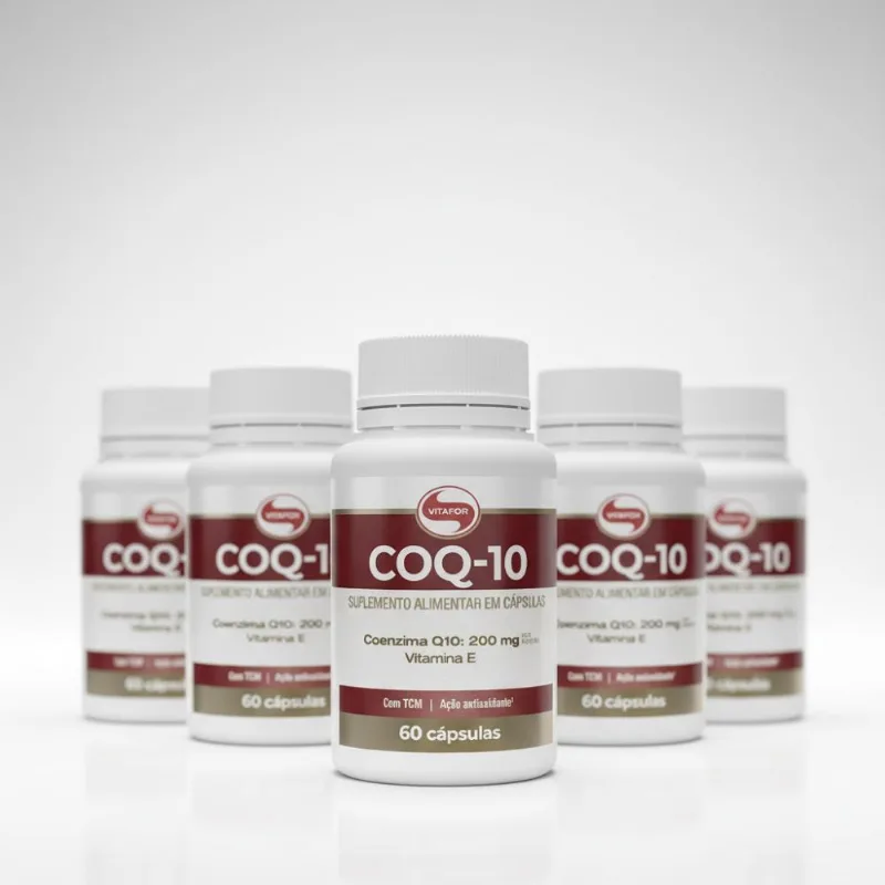 KIT 5 COQ-10 Coenzima Q10 200mg (Vitamina E) Vitafor 60Caps