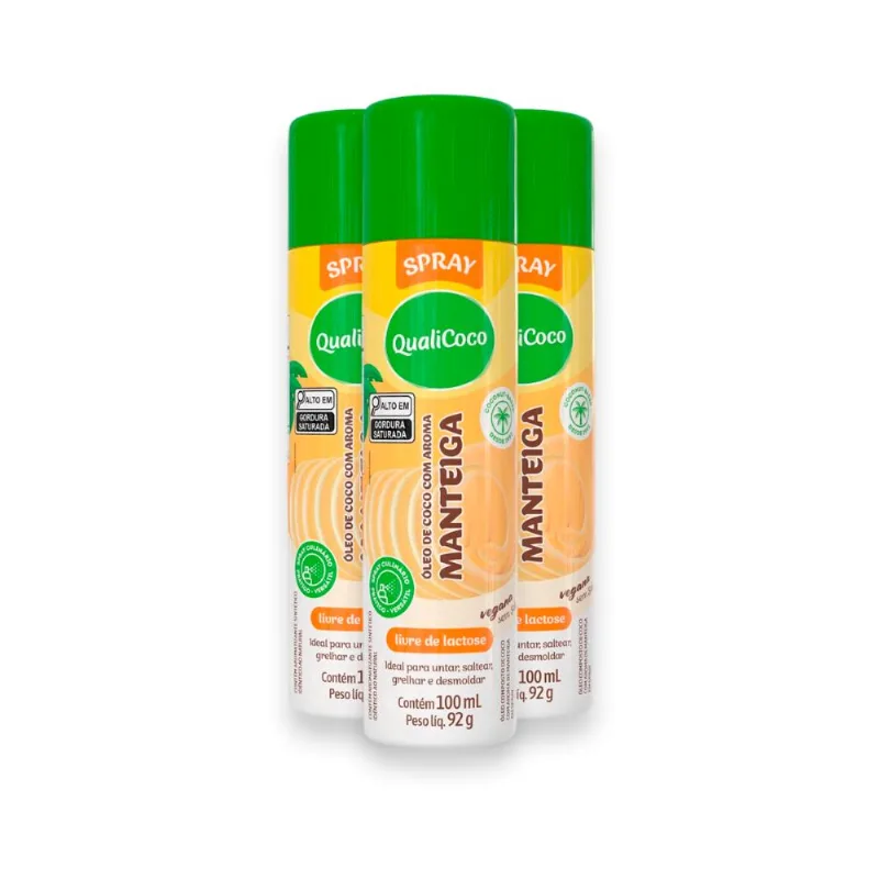 Kit 3 Óleo de Coco Spray Qualicoco Manteiga 100ML