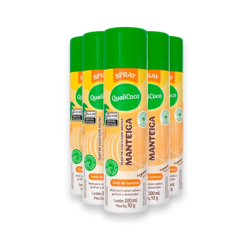 Kit 5 Óleo de Coco Spray Qualicoco Manteiga 100ML